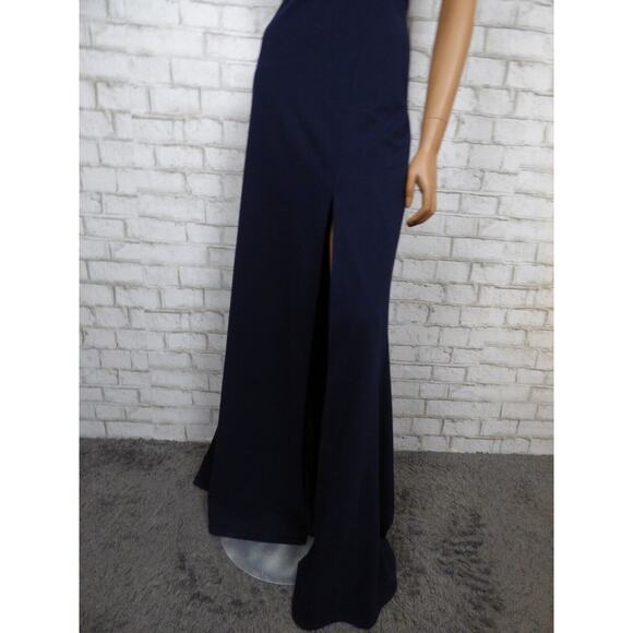 $220 BHLDN Ashlynn Square Neck Side Slit Crepe Gown in Navy 24W NEW B996 - Picture 12 of 16